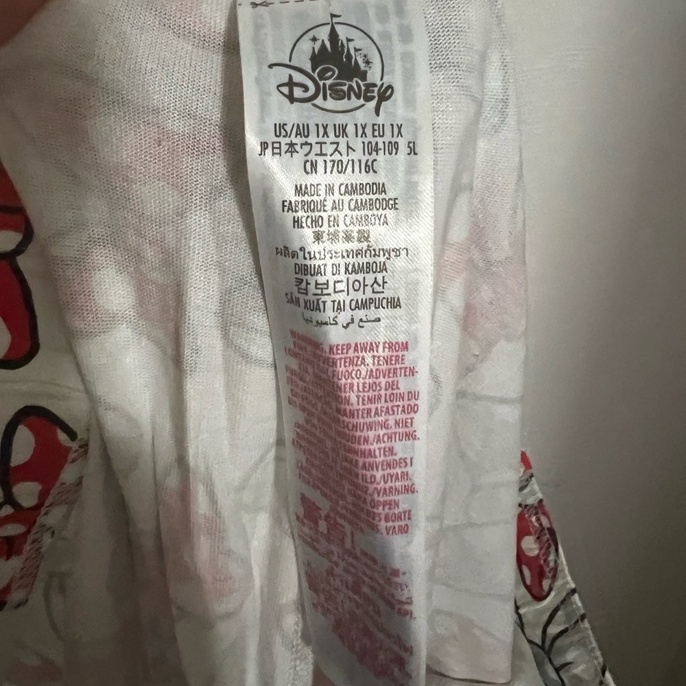 DISNEY Classic Minnie Mouse Bow 2 Piece Pajama Set White Red Grey Women's Sz 1X - Picture 7 of 7